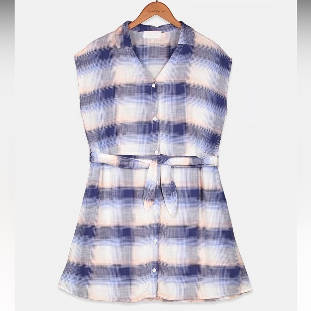 Bella Dahl Sleeveless Blue and White Tunic Dress